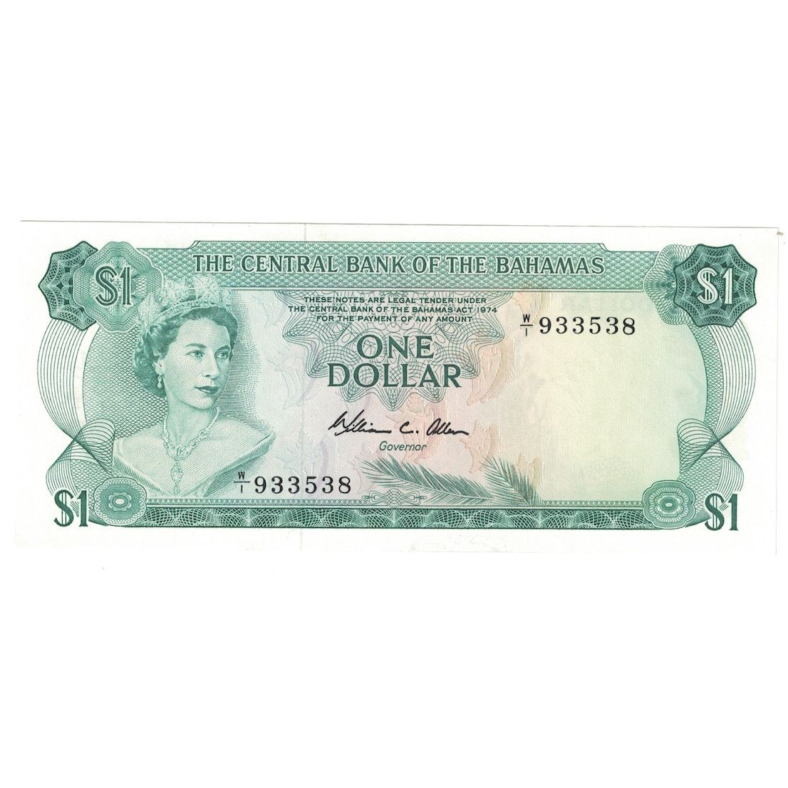 [#648521] Banknote, Bahamas, 1 Dollar, L.1974, KM:35b, UNC