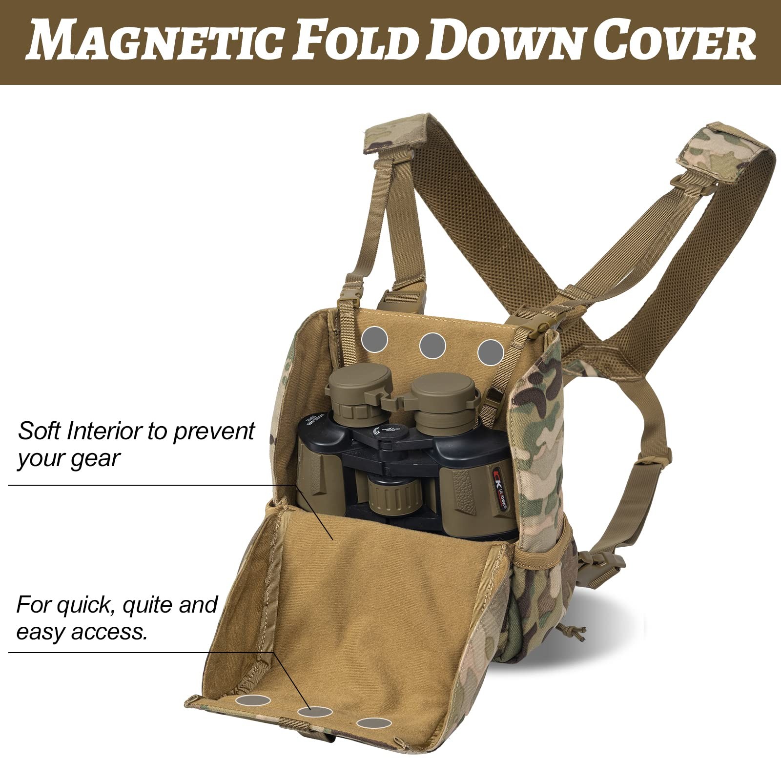 VISMIX Binocular Harness, Adjustable Harness Chest Pack Large, Camo
