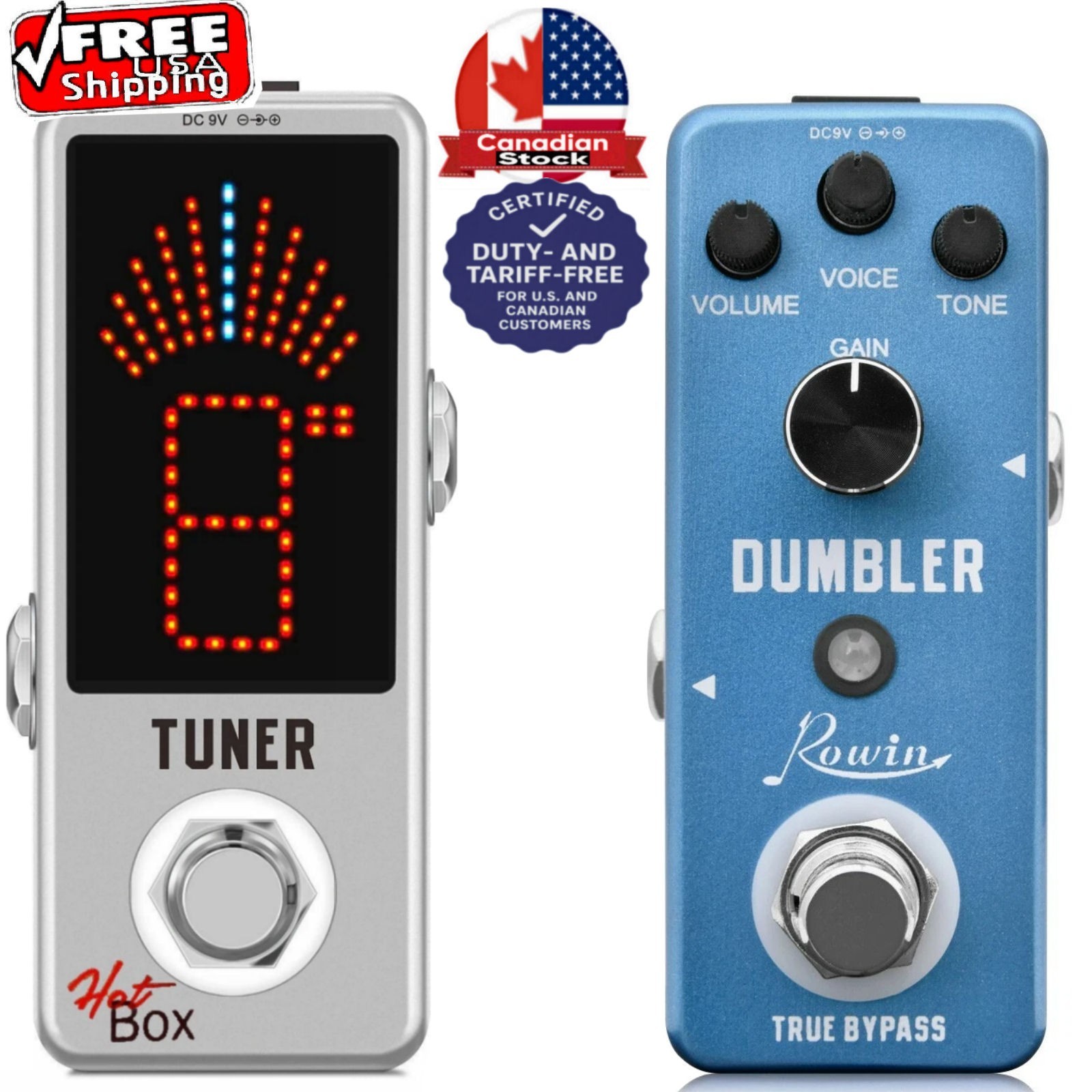 Rowin Dumbler + Hot Box Tuner dumm-bell Amp Sim Guitar Effect Stompbox FX Pedal