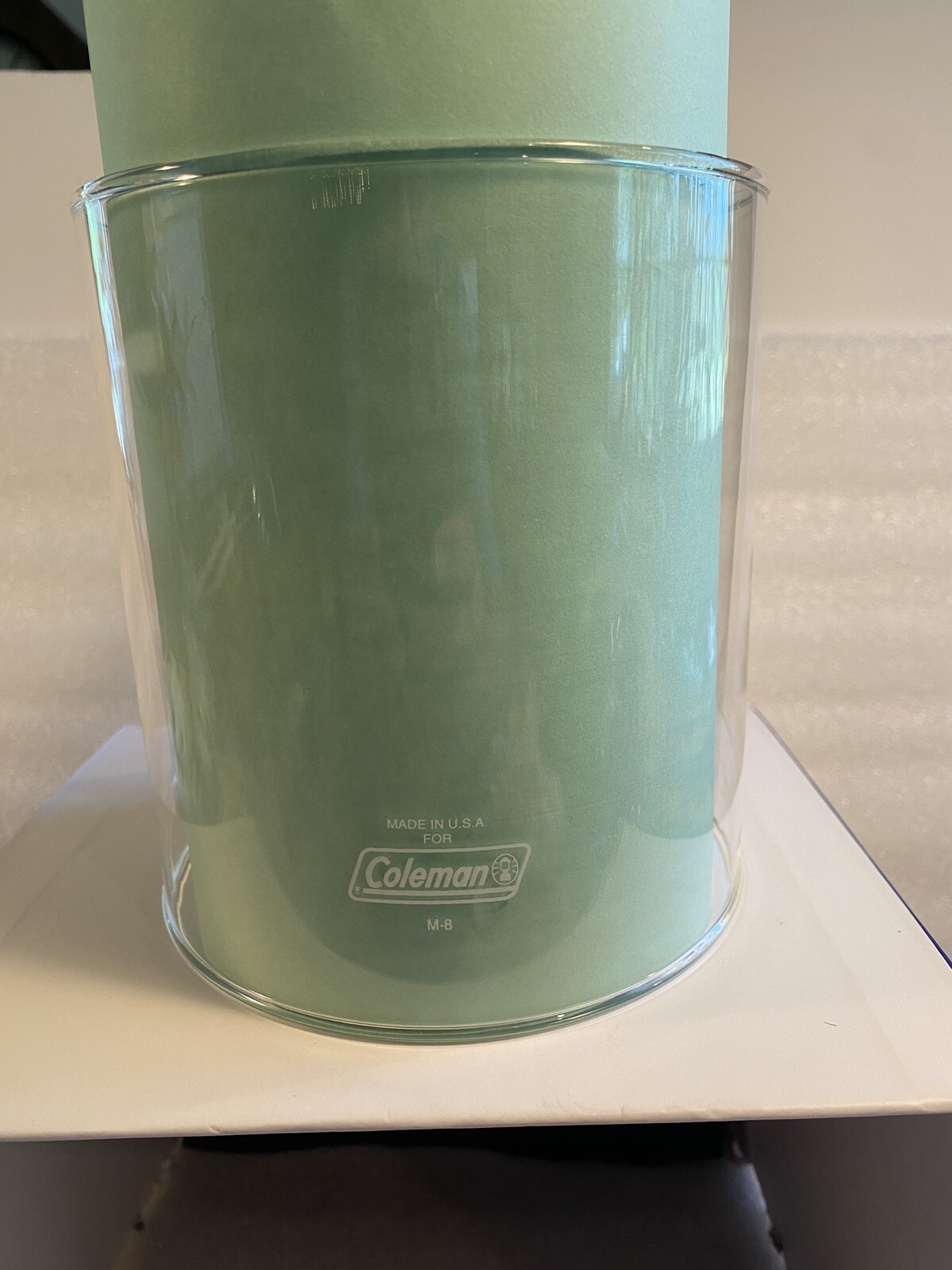 Coleman White Lettered Lantern Globe fits 220/228/other. 5-1/8"hx4-7/8 USA  (21)