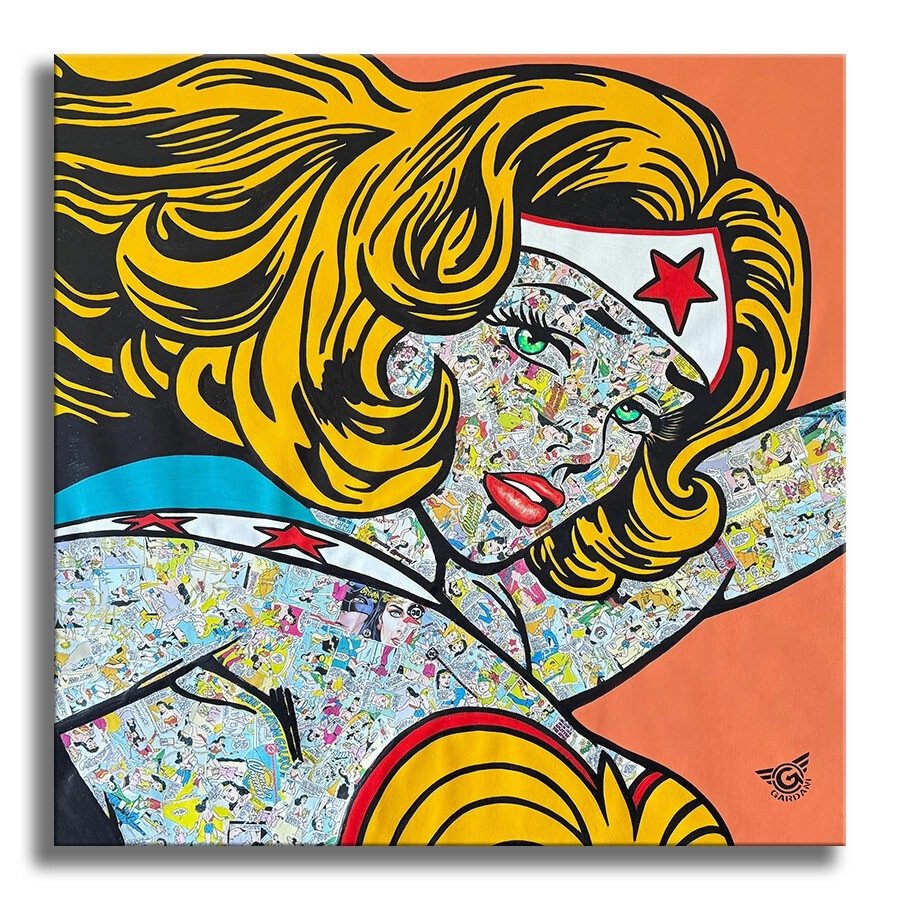 Wonder Woman-Force - Original Painting on Canvas, Pop Art, Superheroes,  COA