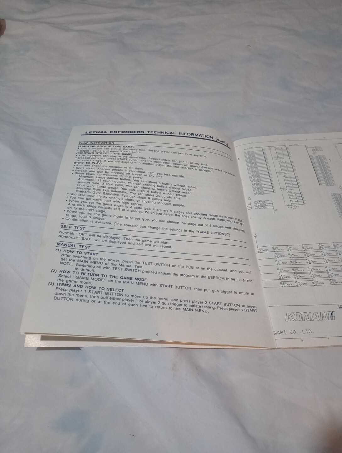 Konami Lethal Enforcers Original Manual For Arcade #054