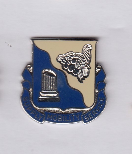 US Army 501st Support Bn Quartermaster QM Supply crest DUI badge V-21