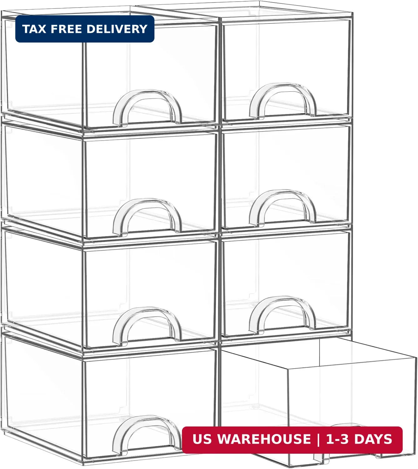 8 Pack Small Clear Stackable Acrylic Storage Boxes for Art Tool & Sketch, Storag