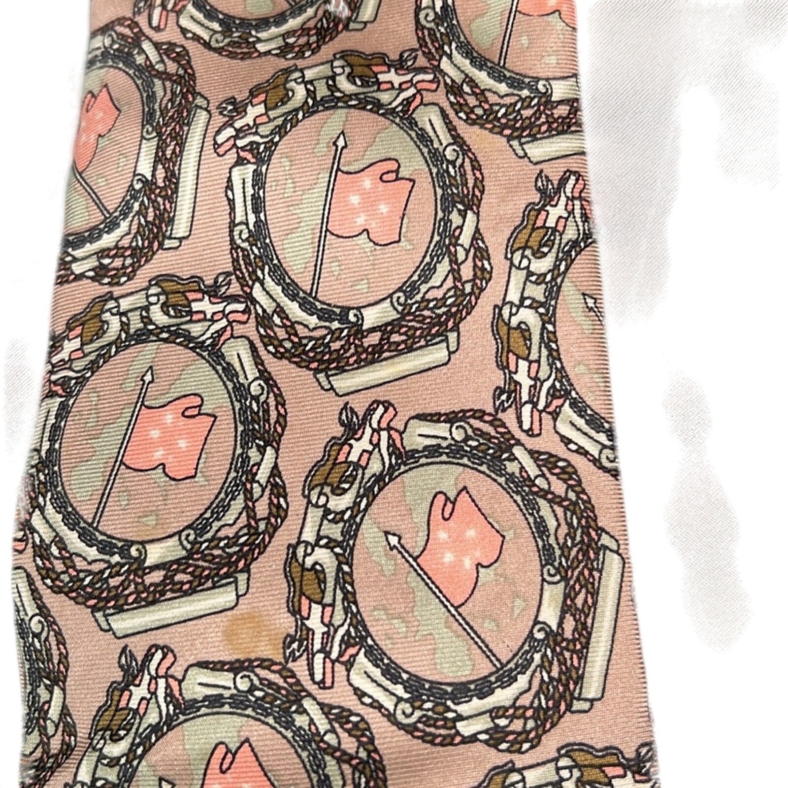 Fendi Black and Orange Patterned silk tie 3 1/4  58”