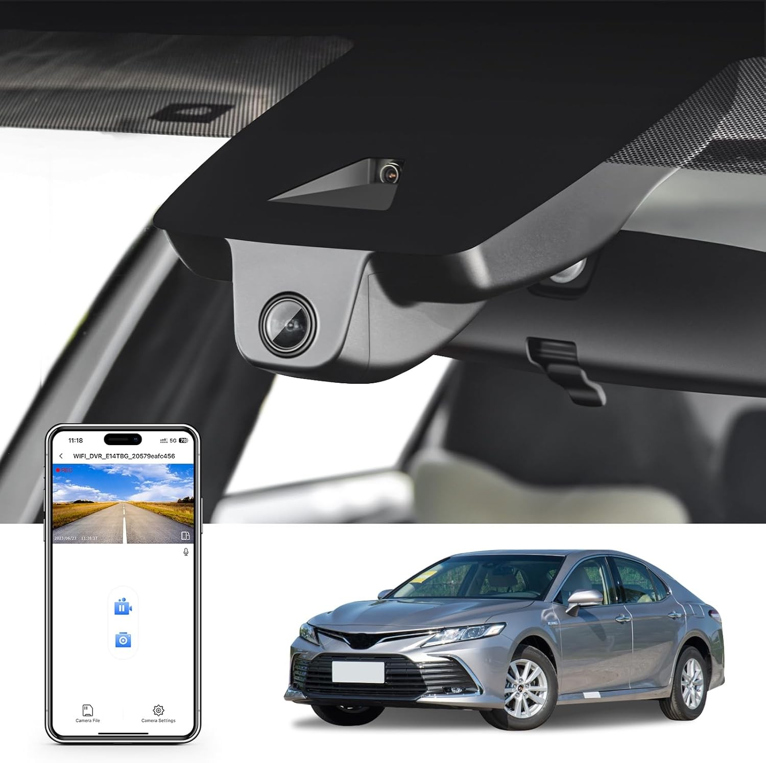Front 4K/Rear 1080p Dash Cam for Toyota Camry 2018-2026 & Camry Hybrid 2018-2024