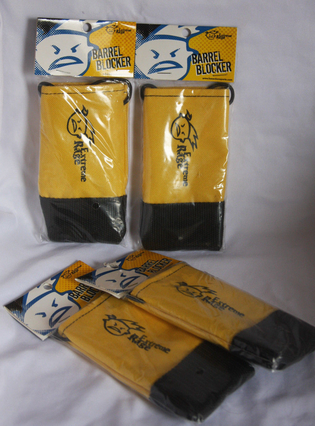 (2) Extreme Rage Barrel Blockers Yellow & Black Paintball