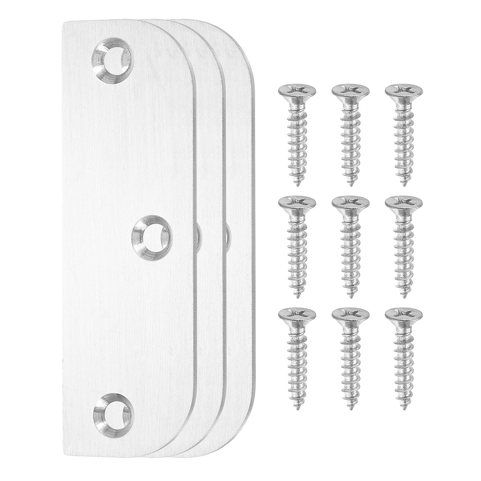 3 Pack 3.5 Inch with 5/8 Inch Hinge Filler Plates with Screws for Doors, Silver