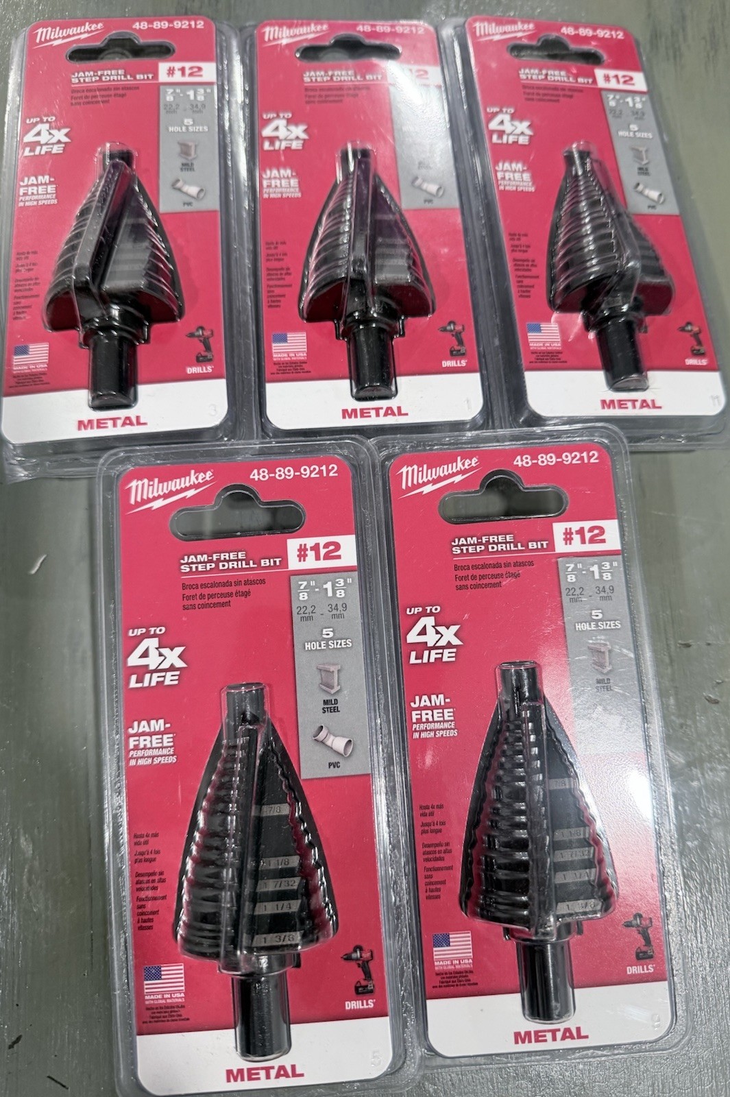 MILWAUKEE 7/8 in. - 1-3/8 in. #12 Drill Bit(48-89-9212) (LOT OF 5)((SHIPS FAST))