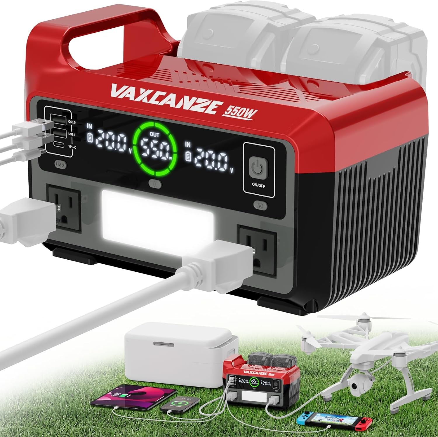 550W Power Inverter for Milwaukee 18V, DC 20V to AC 110V Pure Sine Wave, Portabl