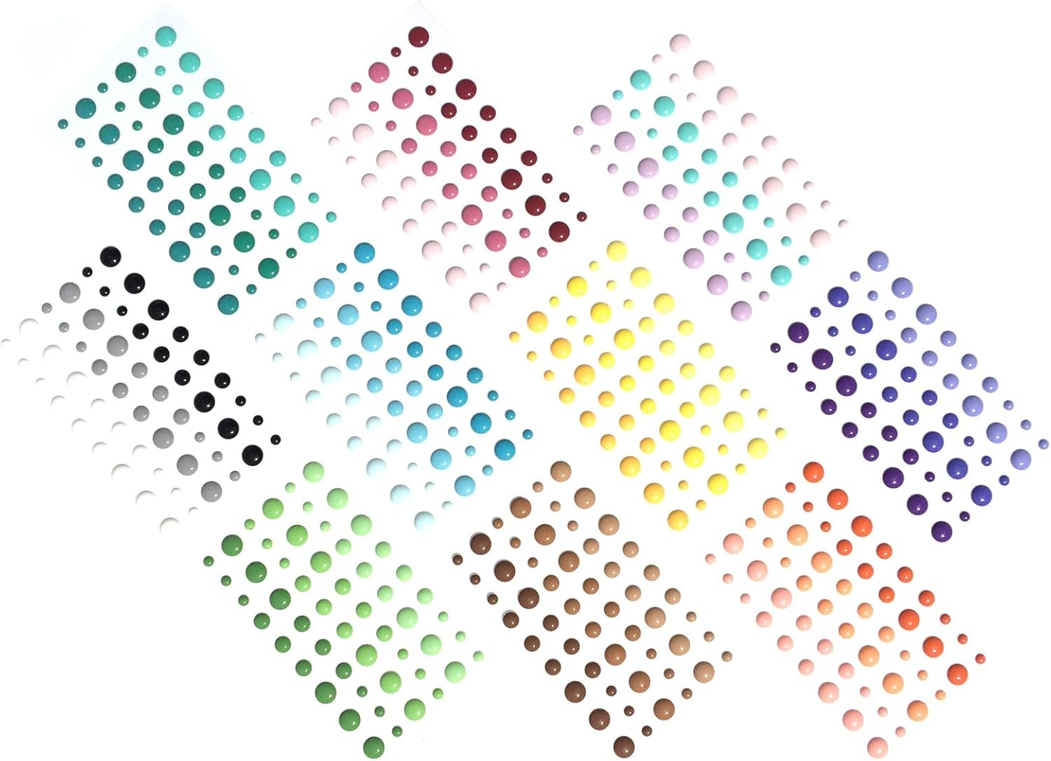 (Pack of 10) 54pcs/Pack Round Assorted Size self Adhesive Enamel dots 30 Mix Col