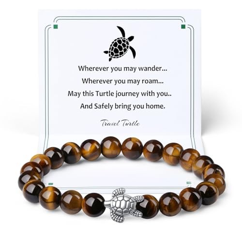 Turtle Bracelet Travel Gifts for Travelers Women Travel Sea Turtle 7-Brown