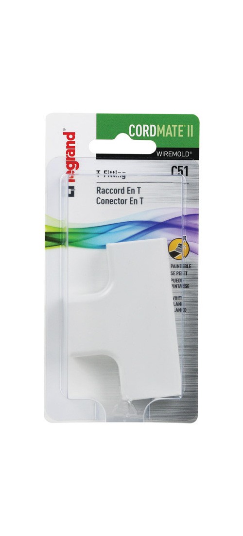 Wiremold C51 Wireway Elbow T-Fitting, Plastic, White