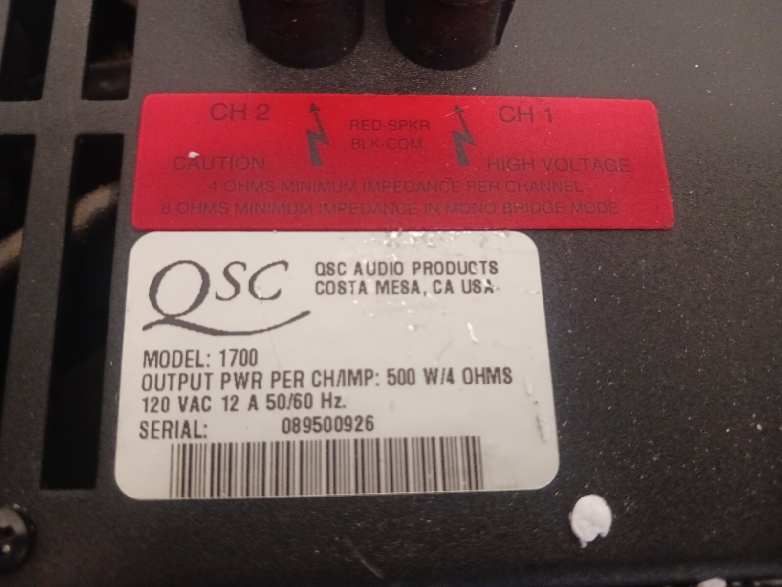 QSC Amplifier Model: 1700
