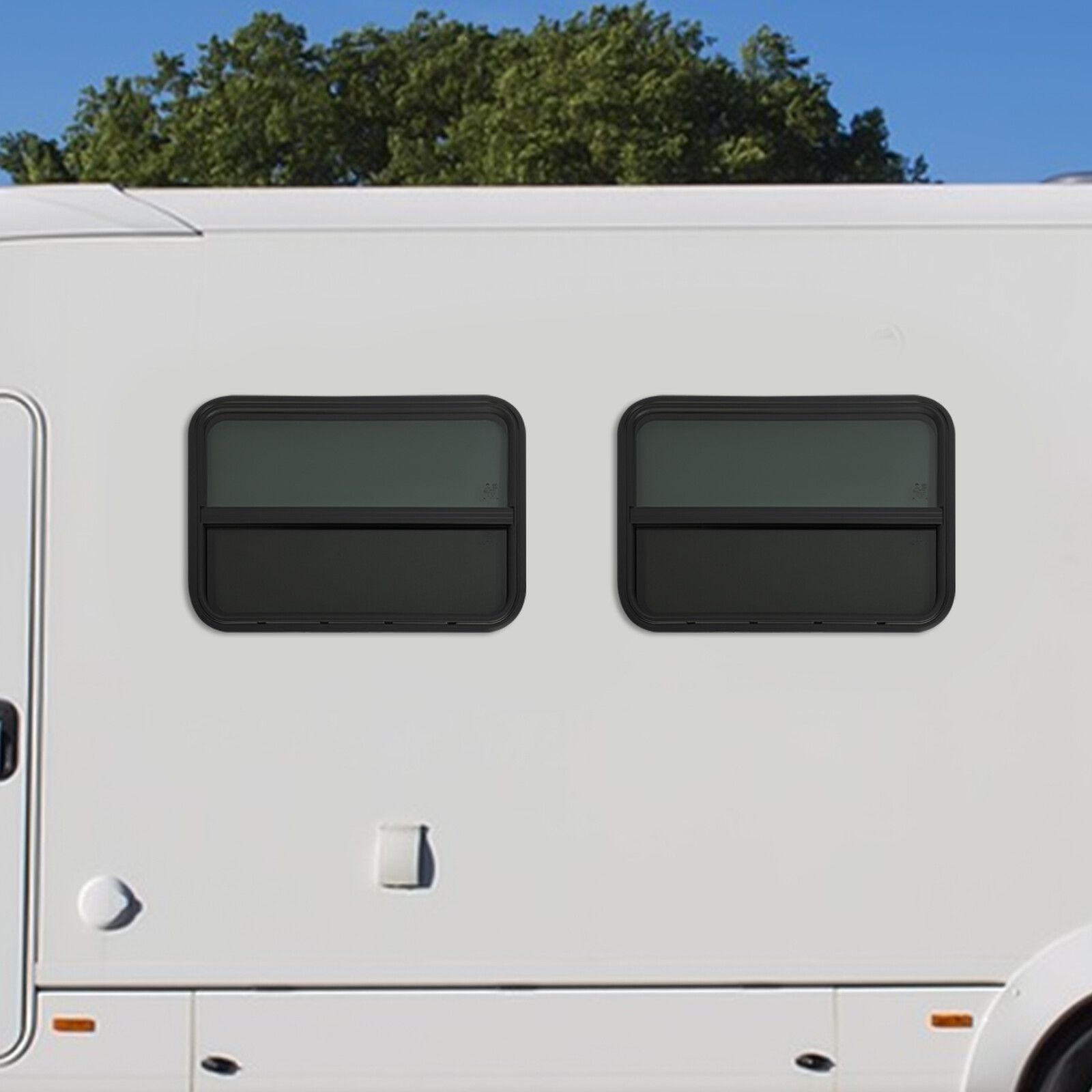 Vertical RV Window Set - 2 Durable Tempered Glass Sliding Windows
