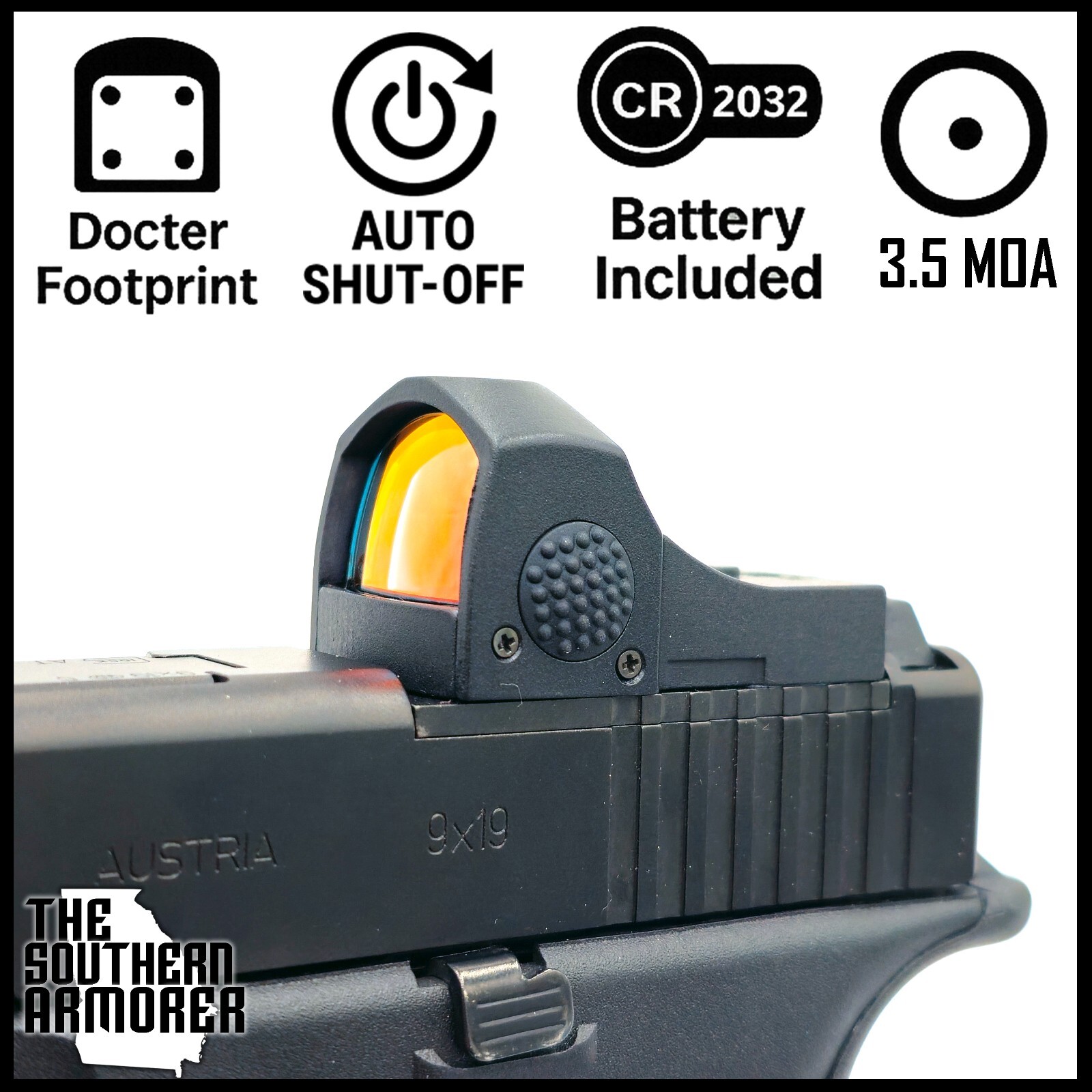 OPEN REFLEX RED DOT OPTIC SIGHT FOR GLOCK MOS 17 19 20 21 22 23 01 ADAPTER PLATE