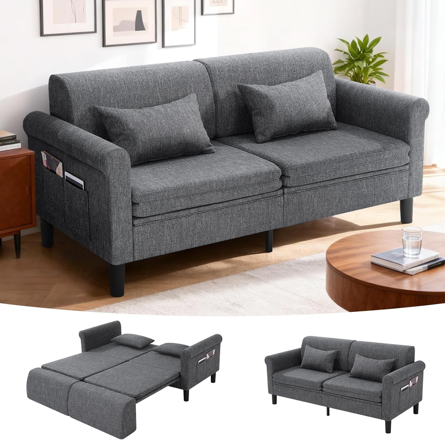 6-IN-1 Sleeper Sofa Bed Innovative Multi-functional Sofa Bed Couch for Family