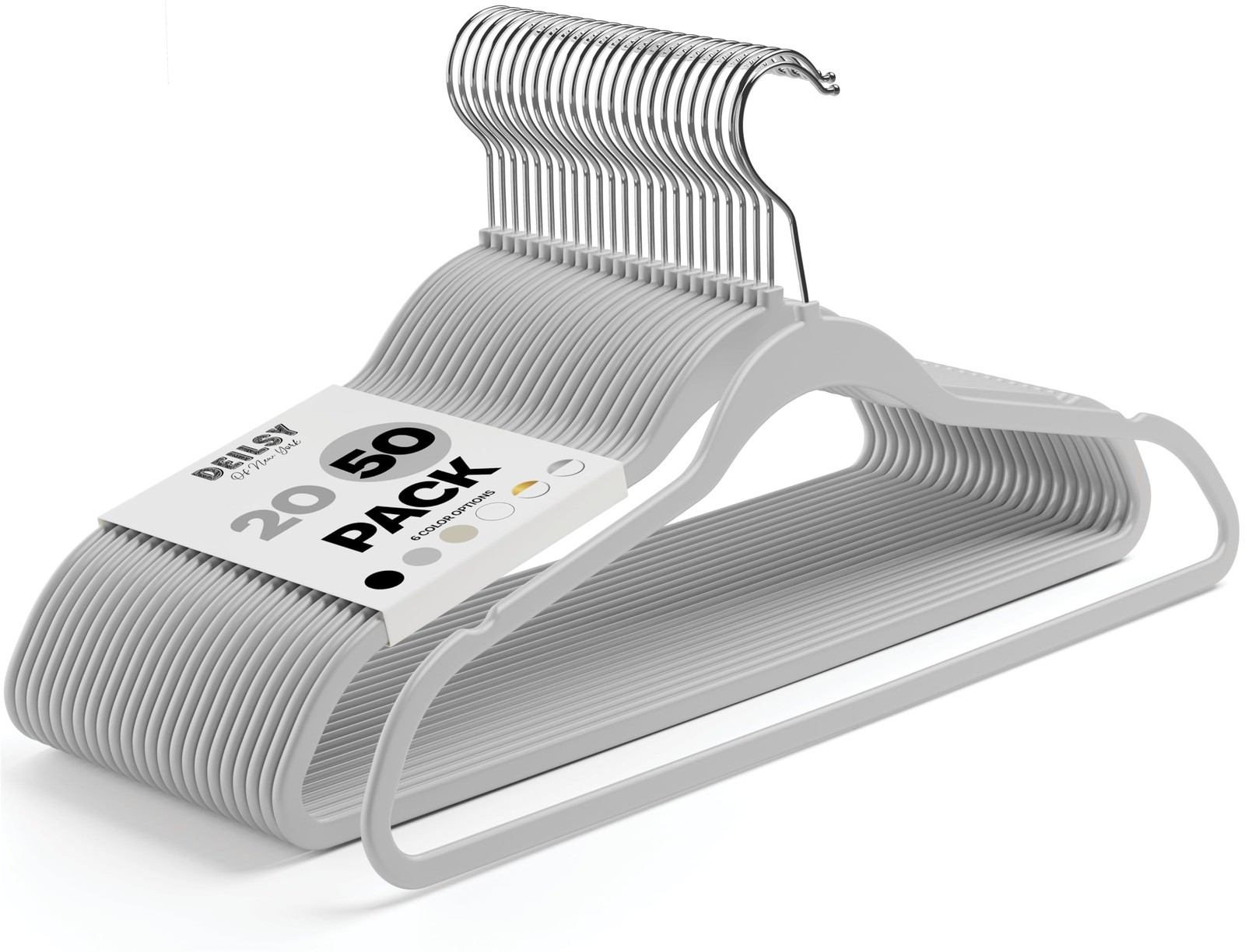 DEILSY™ Gray Hangers 50 Pack - Non Velvet Slim Hangers - Durable Hanger Space Sa