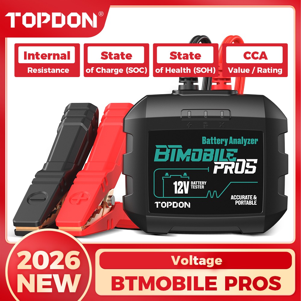 2026 NEW TOPDON BT Mobile PROS 12V Car Battery Tester with Reverse Protection