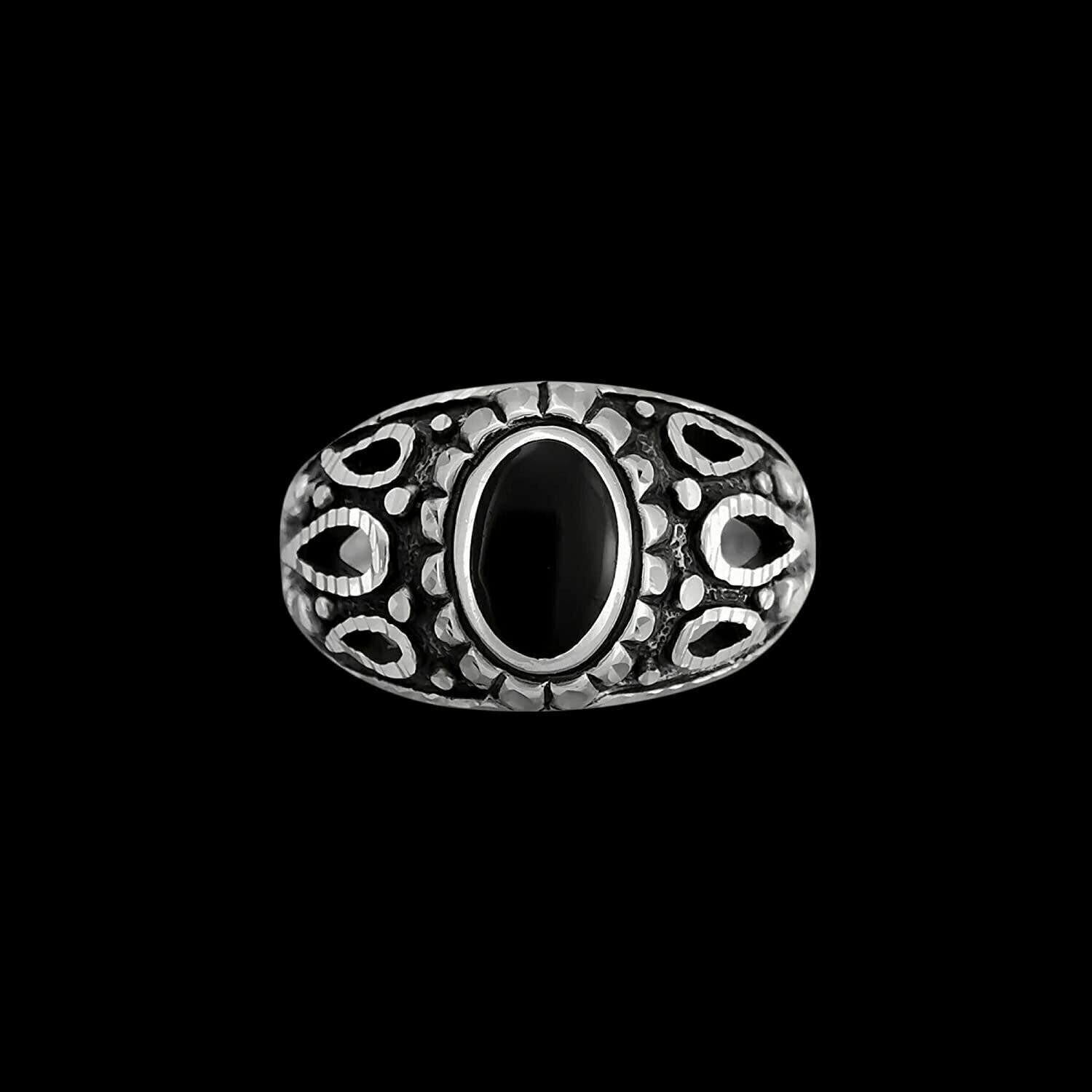 925 Sterling Silver Onyx Ring, December Birthstone Ring, Black Wedding Ring,...