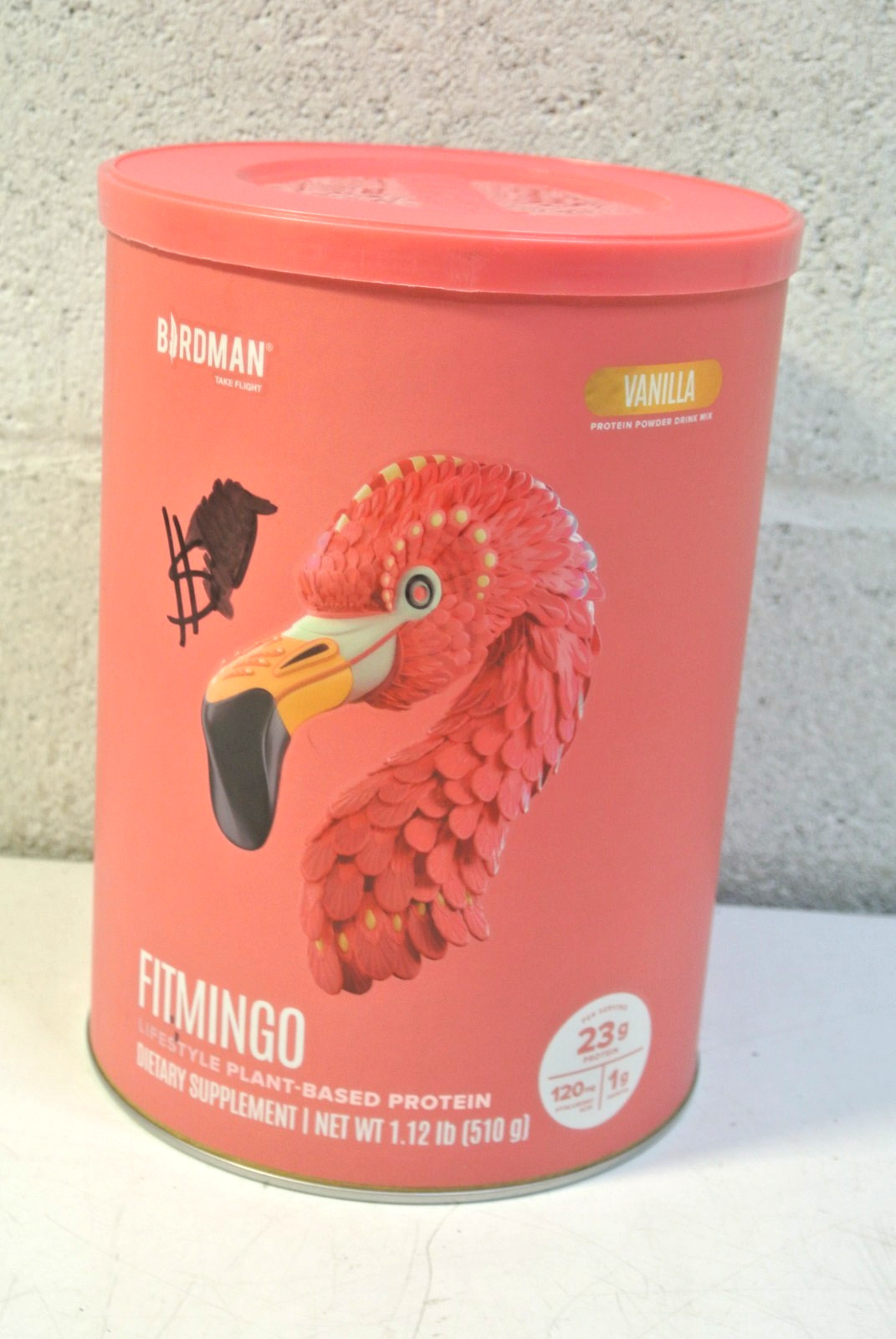 Birdman Fitmingo Plant Based Protein Powder Drink Mix Vanilla 1.12 Lbs. BB 7/26