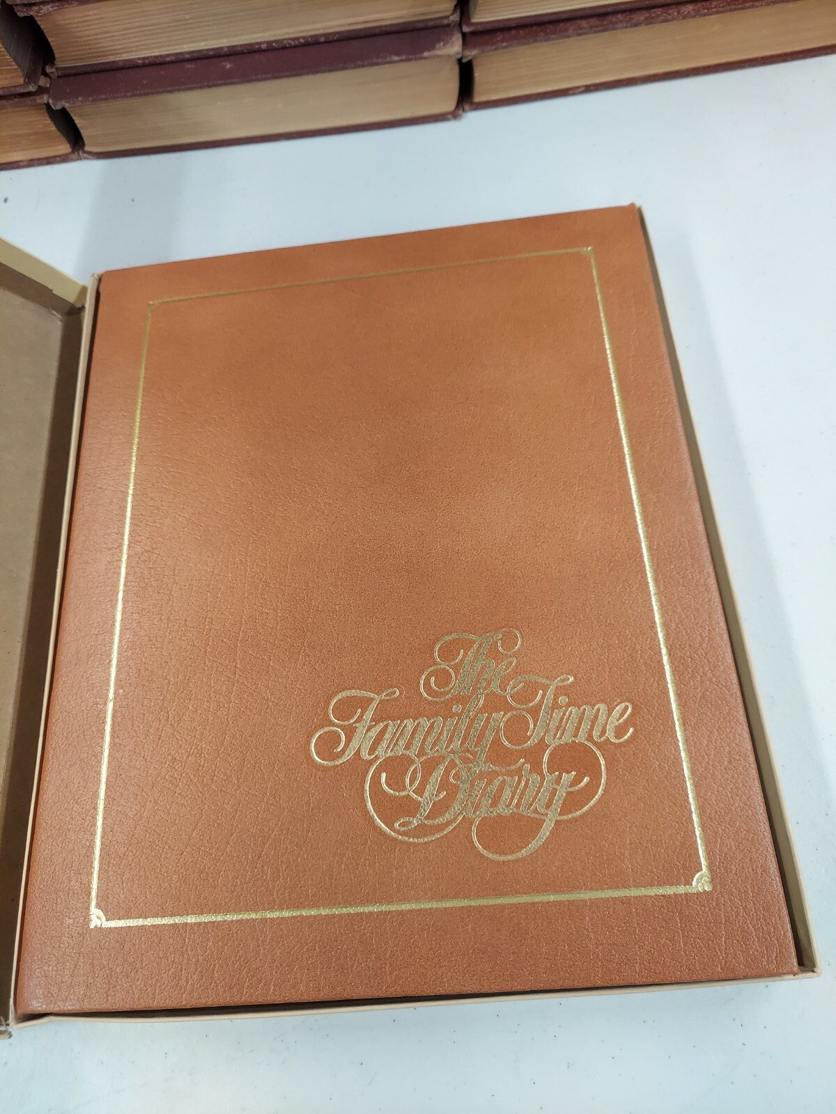 Vintage Leatherbound Family Time Diary For Scrapbooking, New