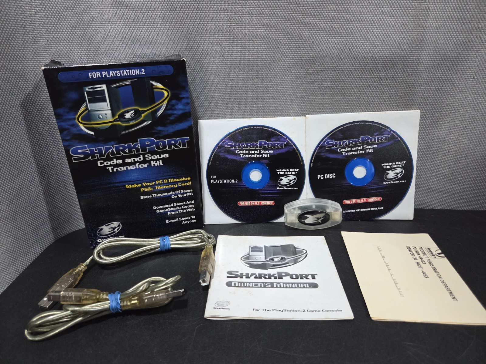 SharkPort Playstation 2 PS2 Code & Save Transfer Kit Complete In Box CIB Tested