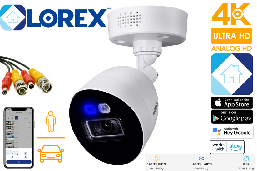 ⭐️ Lorex C884DA 4K UltraHD Smart Deterrence CVI Wired Bullet Security Camera ⭐️