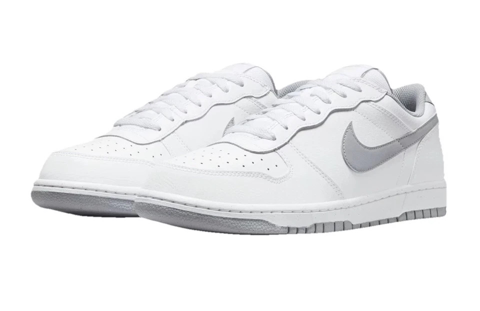 Nike 355152-106 Dunk Low White Grey Leather Casual Sneakers Unisex