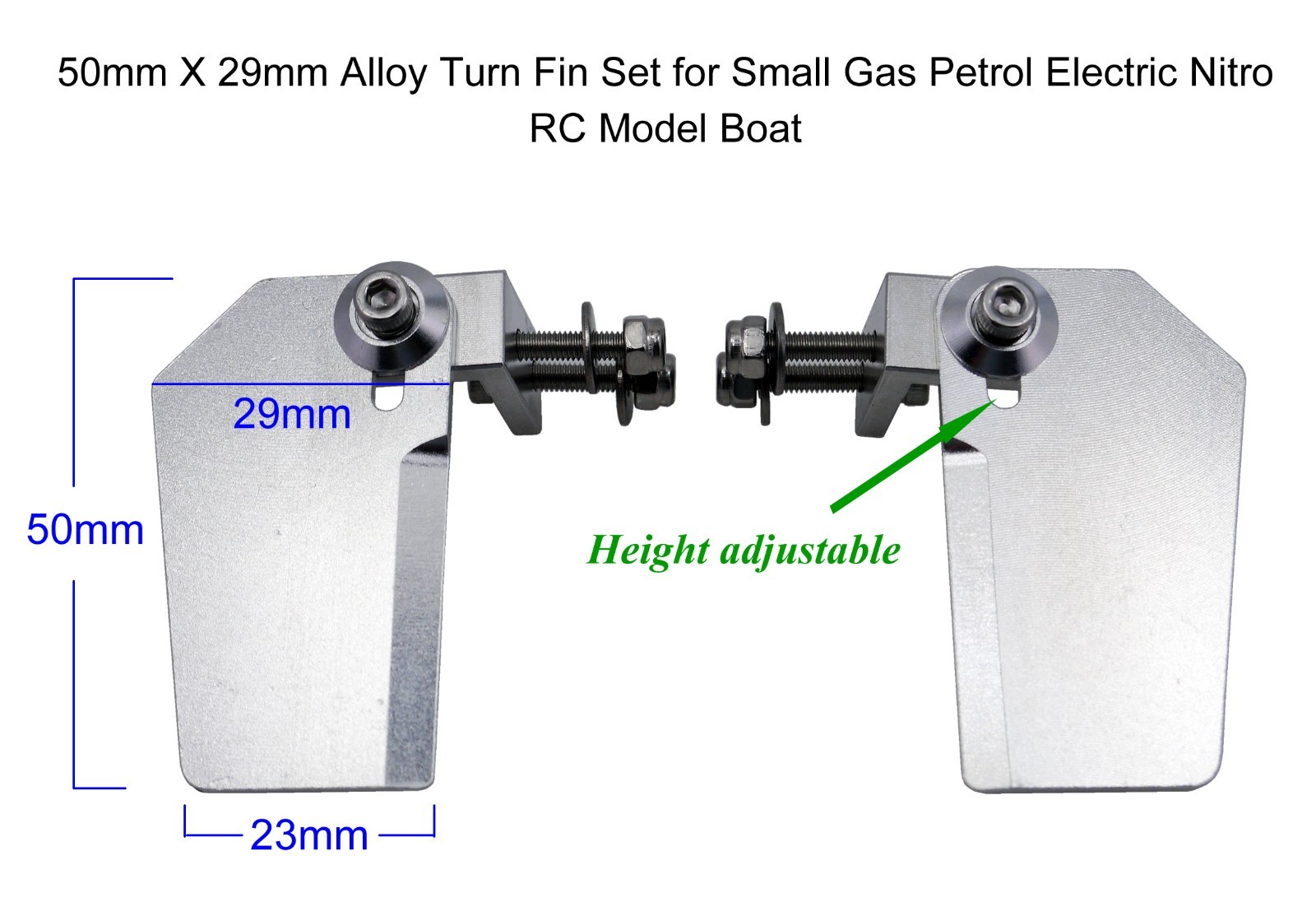 50mm X 29mm Alloy Turn Fin Set for Small Electric Nitro Gas RC Model Boat