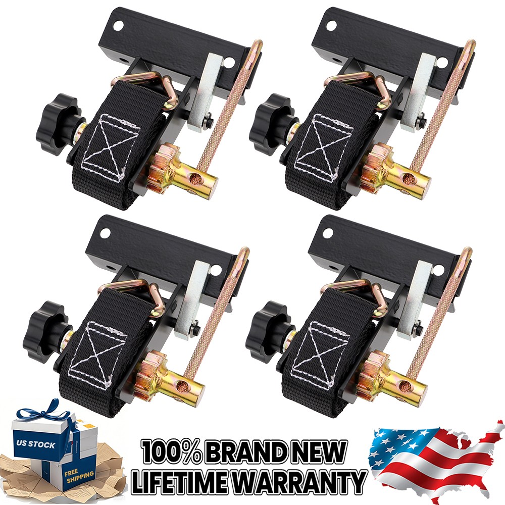 4x Ladder Rack Ratchet Straps w/ J-Hook 1.5"W x 7.5'L For Square Tube Mount