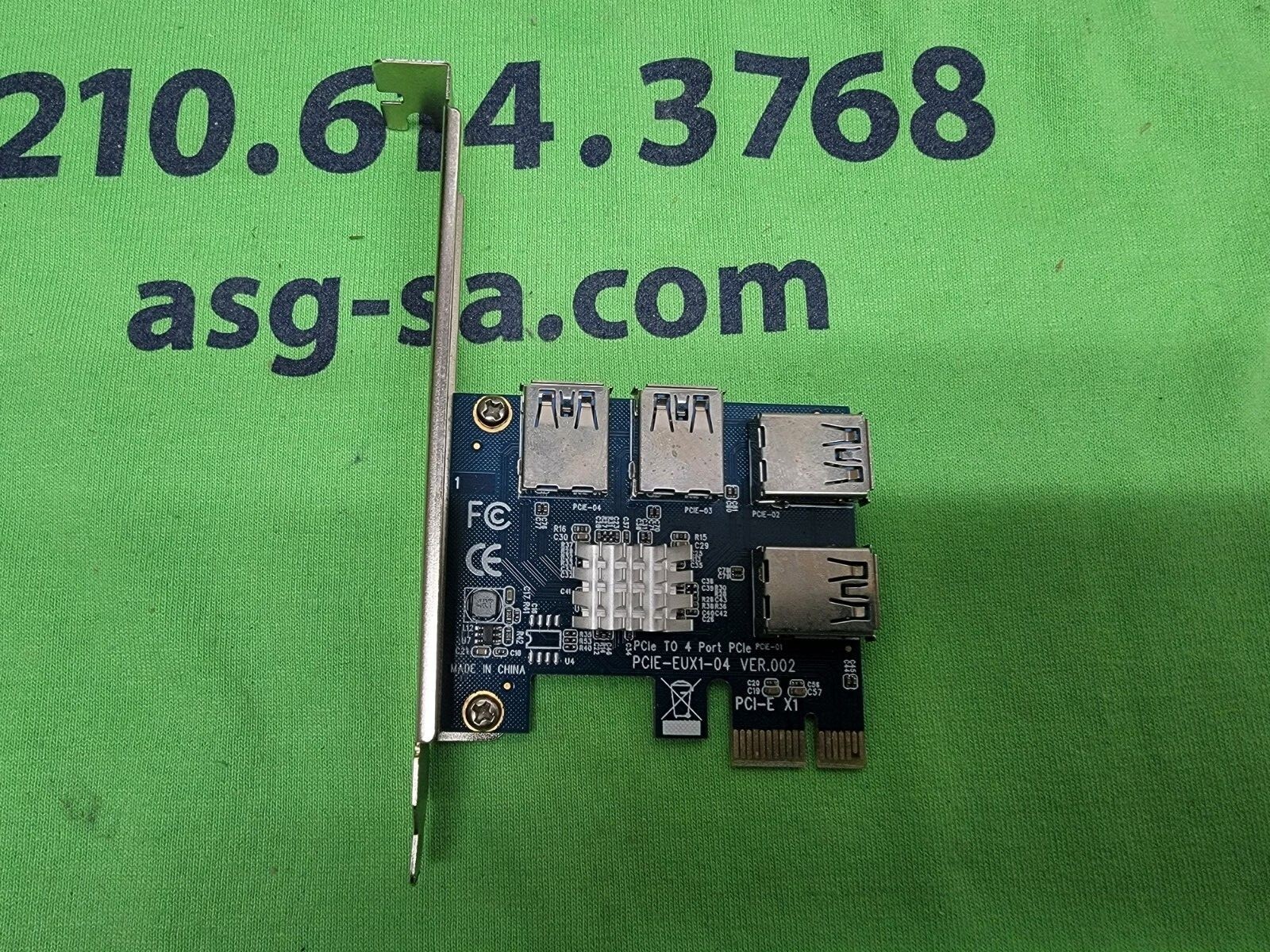 EUX1-04 PCIE 1 to 4 Slots Riser Card Adapter USB 3.0 PCIE for BTC Mining