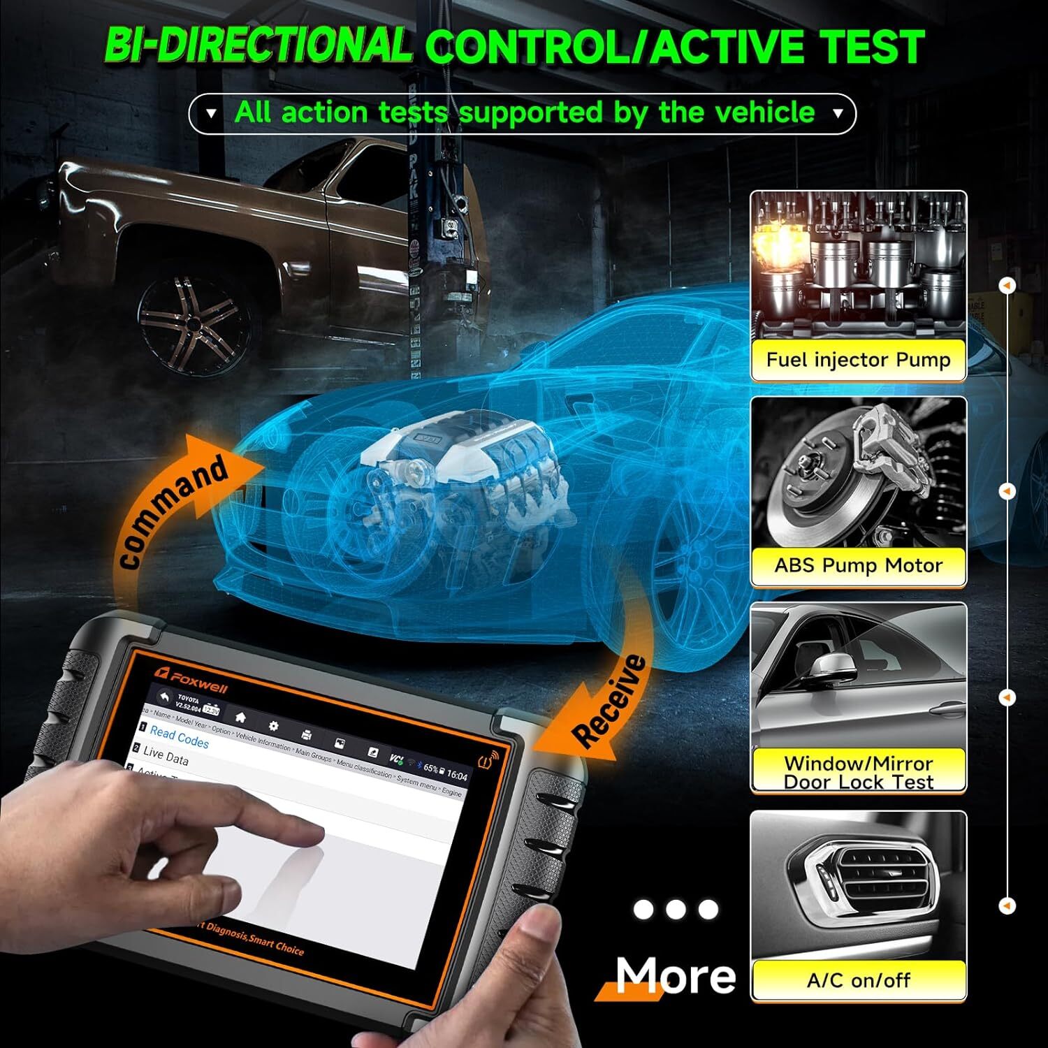 FOXWELL NT809TS OBD2 Scanner Diagnostic Tool TPMS Programming Car Bi-Directional