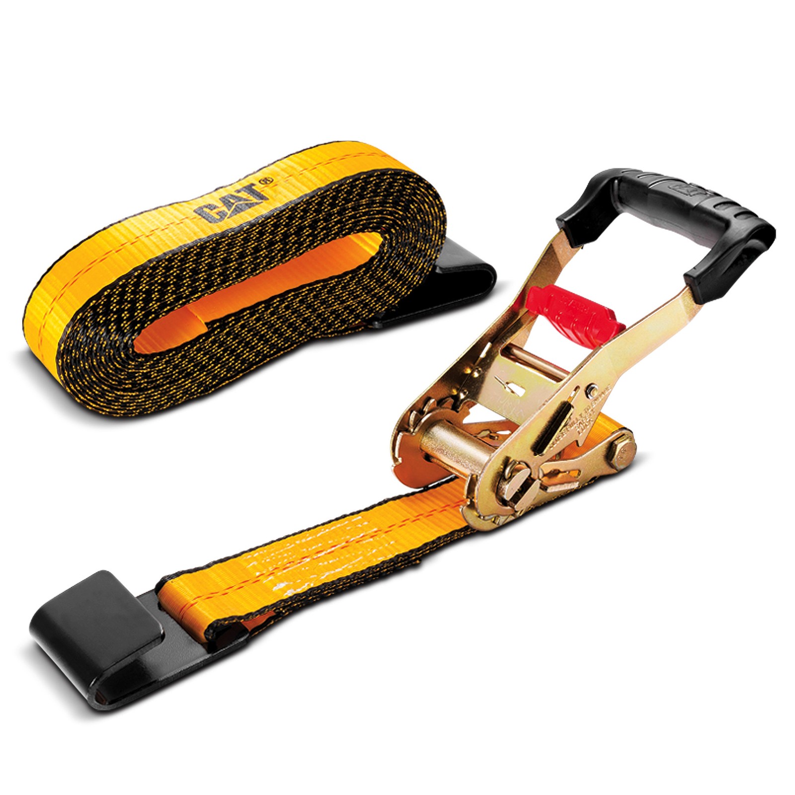 Cat 1 Piece 2 Inch x 27 Feet Heavy Duty Ratchet Tie Down with Flat Hook