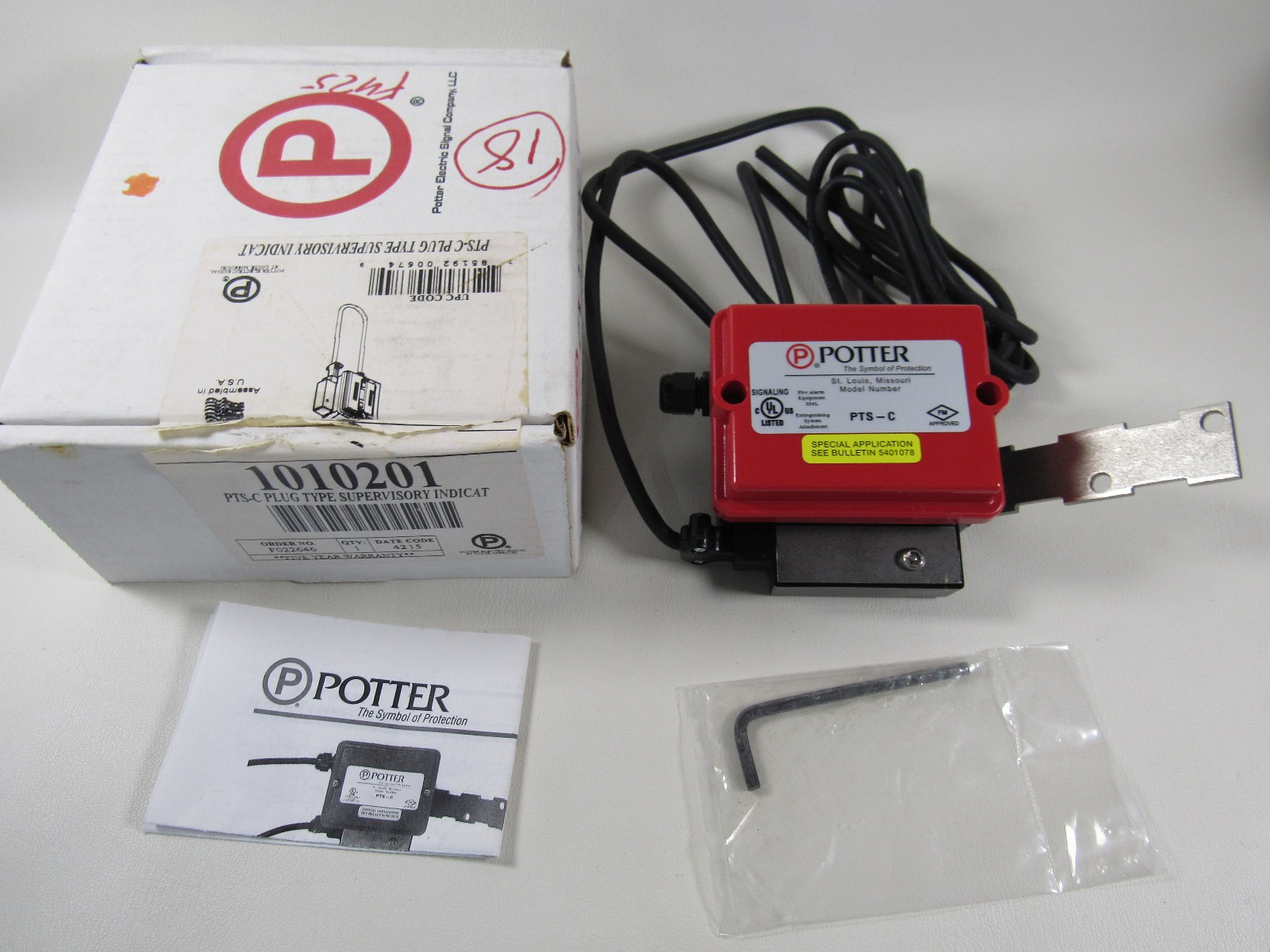 Potter 1010201 PTS-C Supervisory Indicator Type Switch Plug New in Box