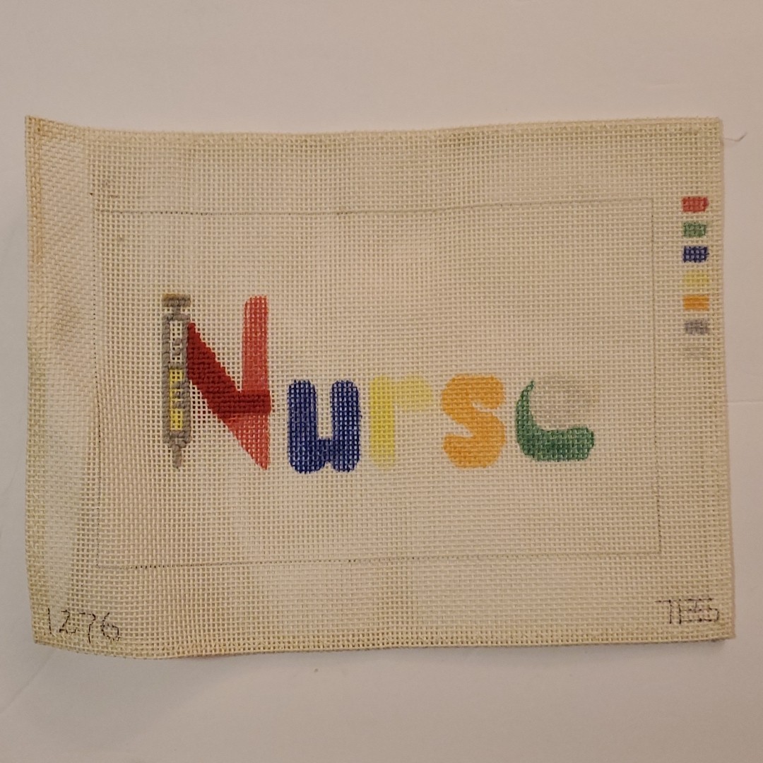 Nurse Needlepoint Canvas 18 ct 8x5 In STARTED Hand Painted