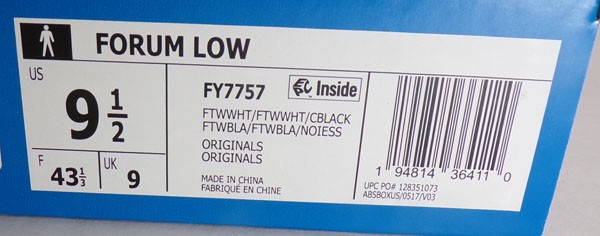 adidas Forum Low Originals White/Black Men's Sneakers Size 9.5 NIB #FY7757