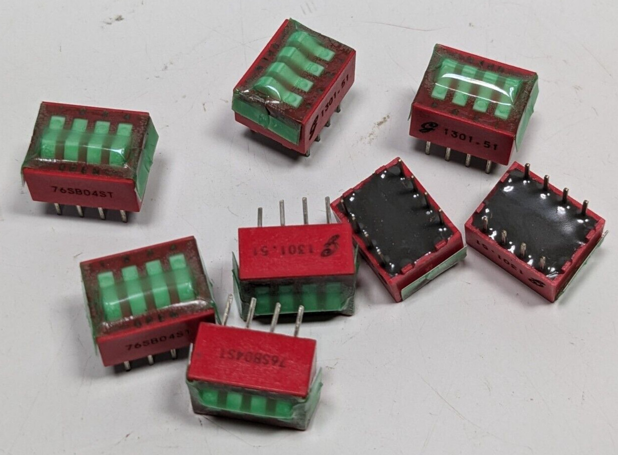Lot of 8 NEW Grayhill 4-position Dip Switch 76SB04ST