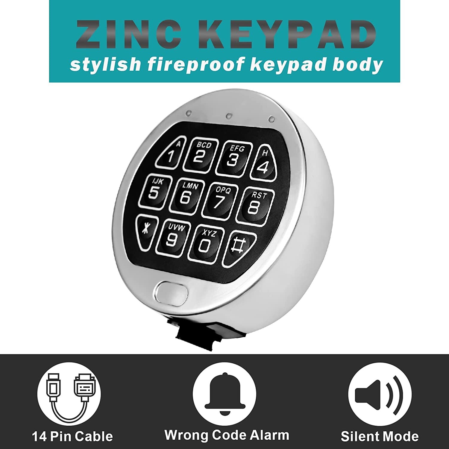 Gun Safe Lock Replacement Chrome Keypad Electronic Safe Lock with Swing Bolt