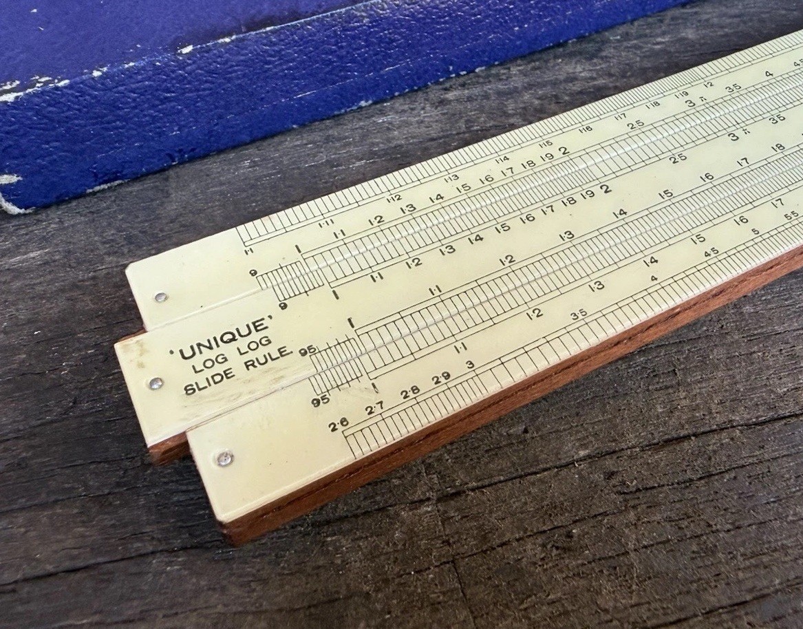 Vintage Unique Log Log Slide Sliding Rule & Case Measuring Drawing Old Tool