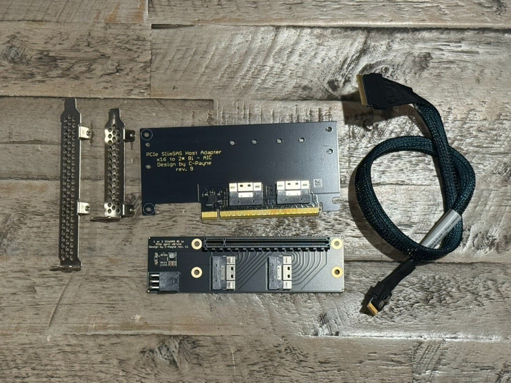 C-Payne SlimSAS PCIe Gen4 Riser kit - Host and Device Adapters with Single Cable