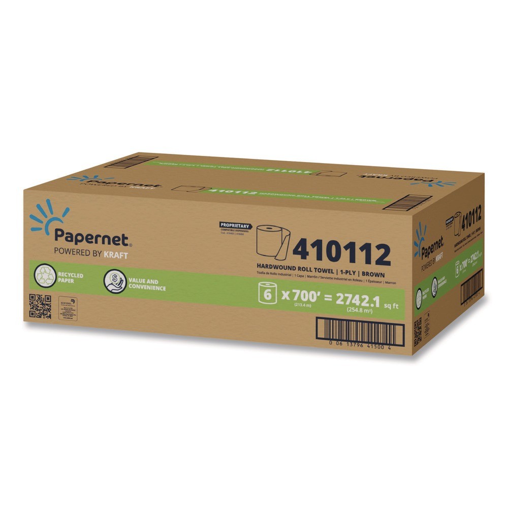 Papernet 410112 7.9" x 700' HyTech Seas Hardwound Roll Towel - Brown (6/CT) New