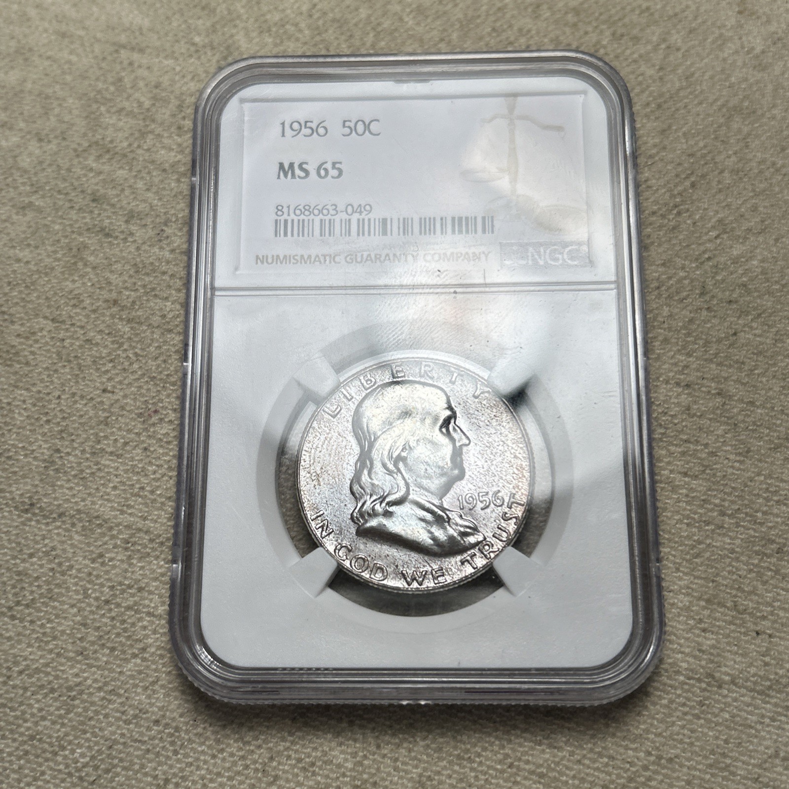 1956 P NGC MS65 Franklin Half Dollar White Coins 50c 90% C042