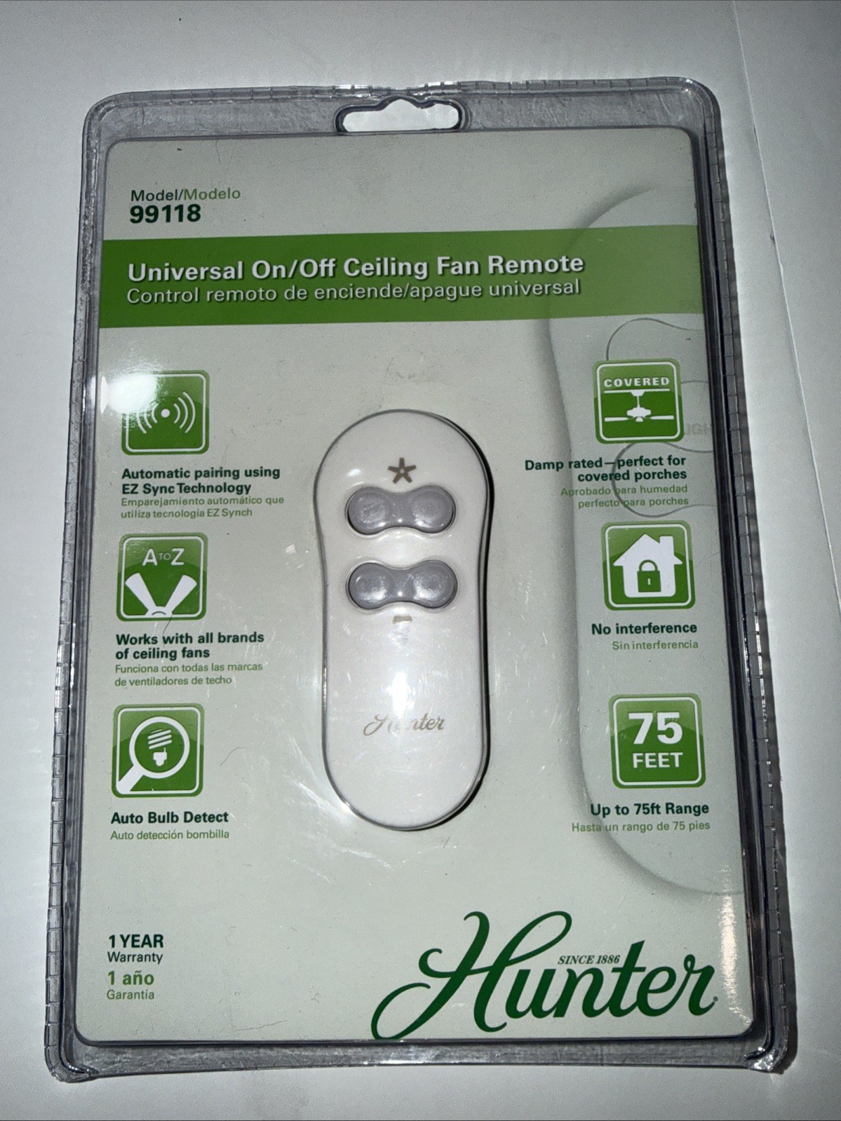 Hunter 99118 Universal Fan & Lights Remote Control and Receiver Combo New Sealed