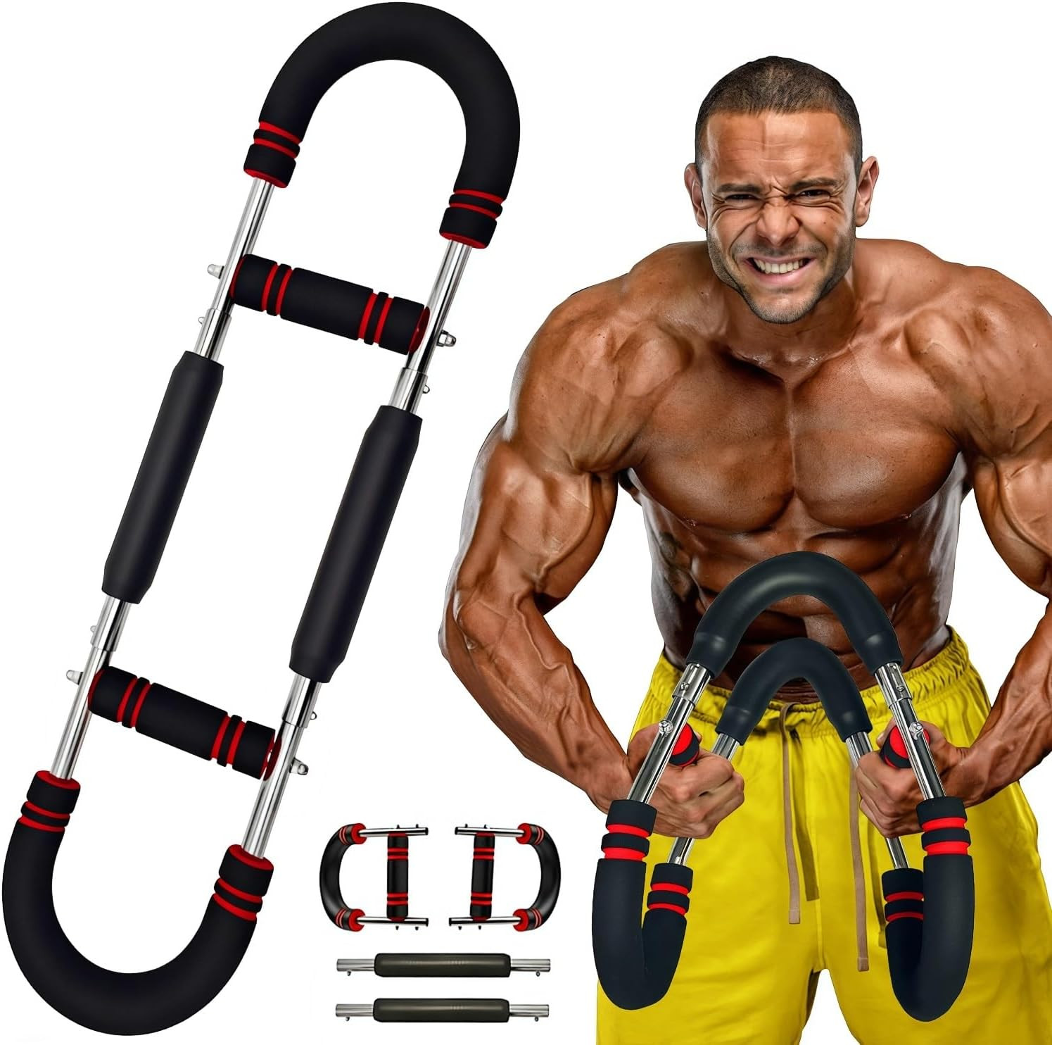 Latest-Gen Twister Arm Trainer, Adjustable Power Spring Workout Bar, Forearm Tri