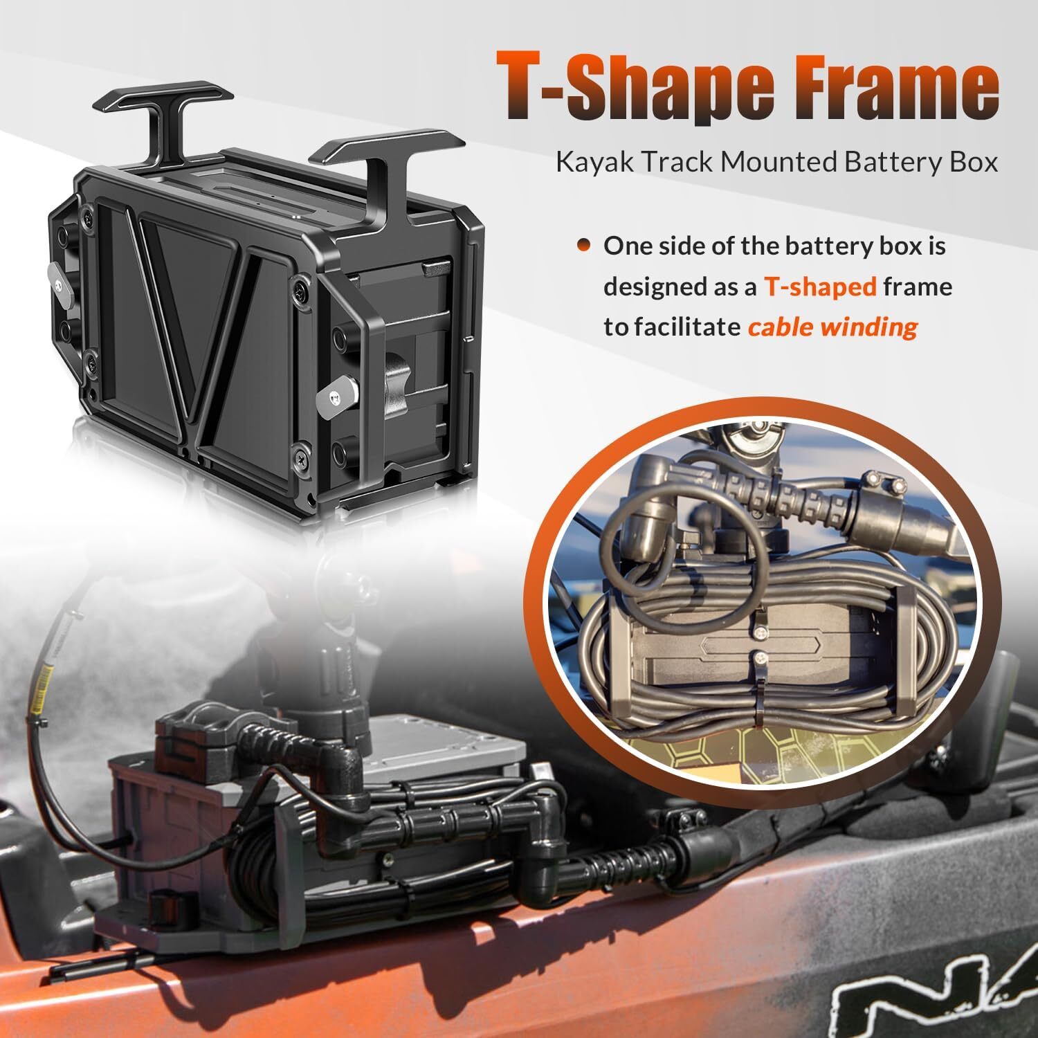 Track Mounted Battery Box CLB-1002 Fits for YakAttack Switchblade Transducer Arm