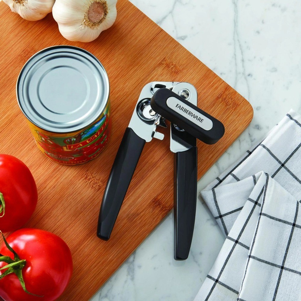 Portable Stainless Steel Can Opener with Black Handle