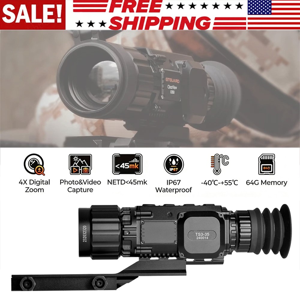GTGUARD Thermal Rifle Scope 384x288 50Hz 35mm 1024x768 Display For Hunting