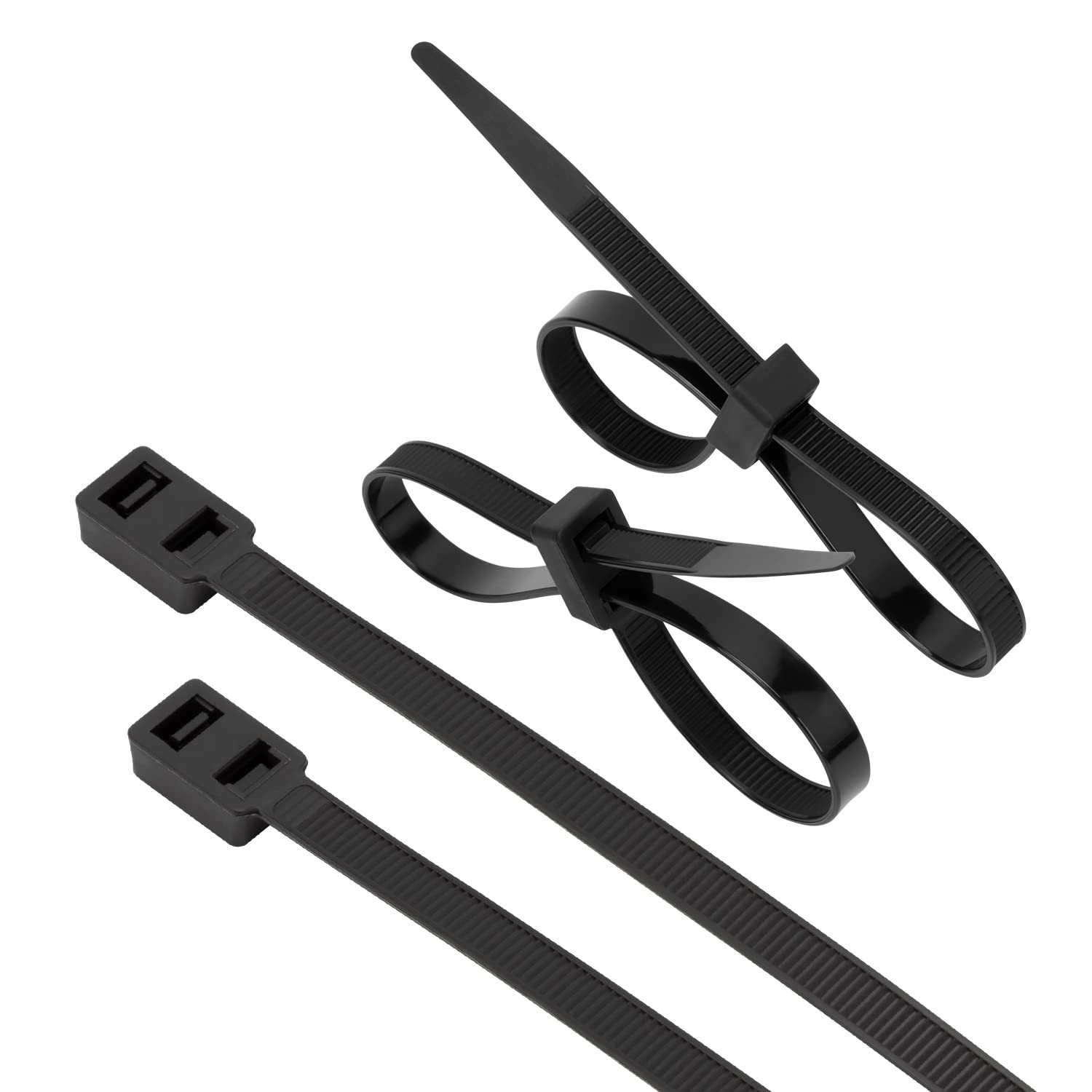 100 Pcs 12 Inch Double Lock Black Zip Ties Heavy Duty Double Head Design 120lb T