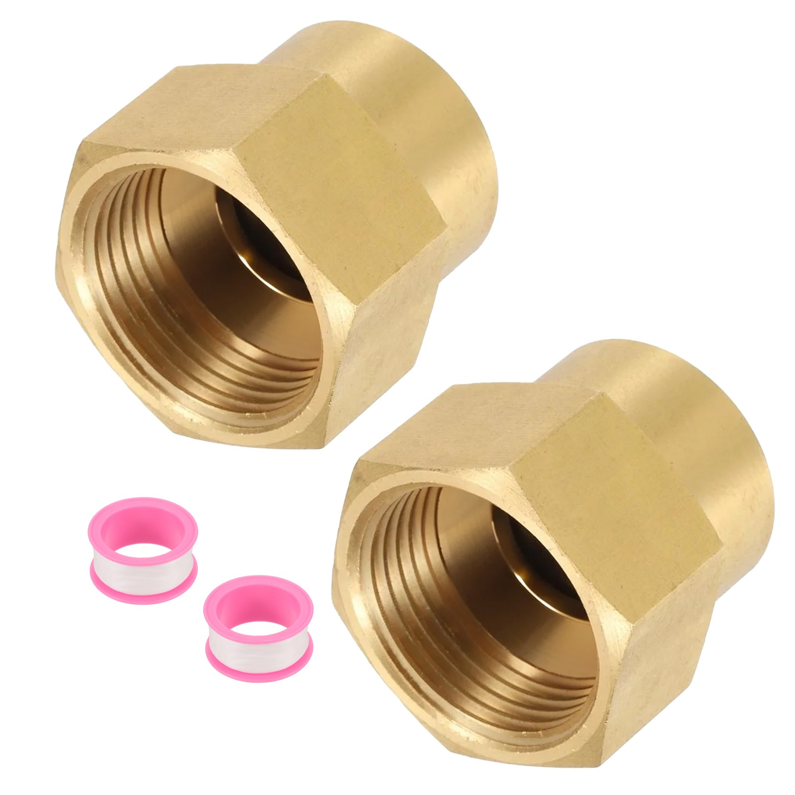 2pcs Brass Pipe Fitting 3/4" NPT Female x 1/2" NPT Female Hex Pipe Adapter